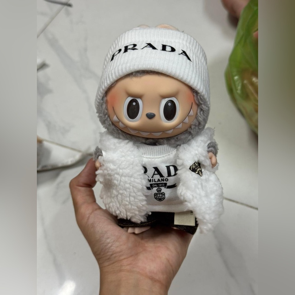 Prada White and Gray Labubu dress’s. Doll not included